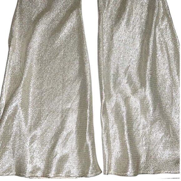 NWT Forte Forte Riflessi Silver Metallic Flared Pants M Italy Designer Statement - Picture 6 of 17